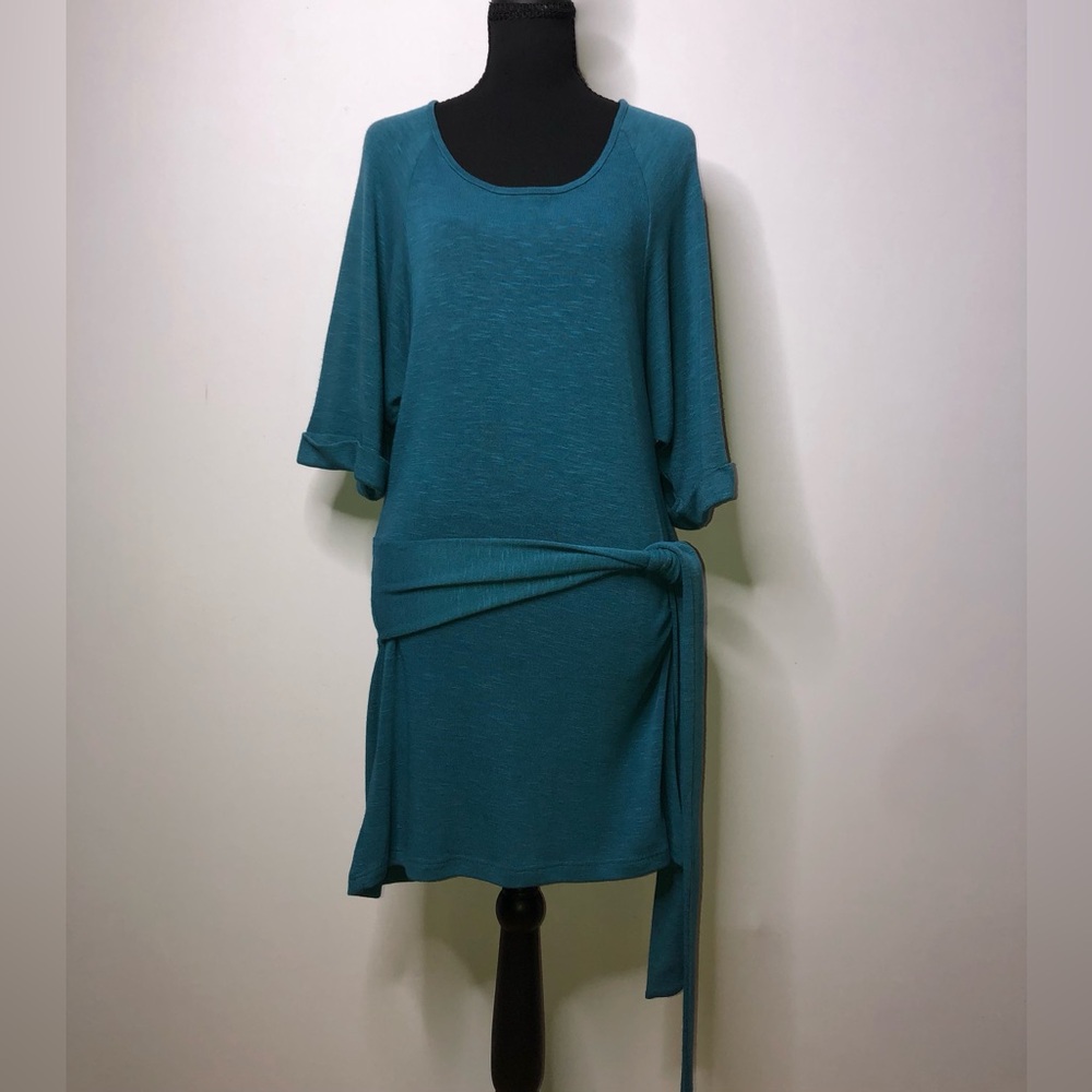 Hypnotik Teal Tie Waist Midi Small Dress